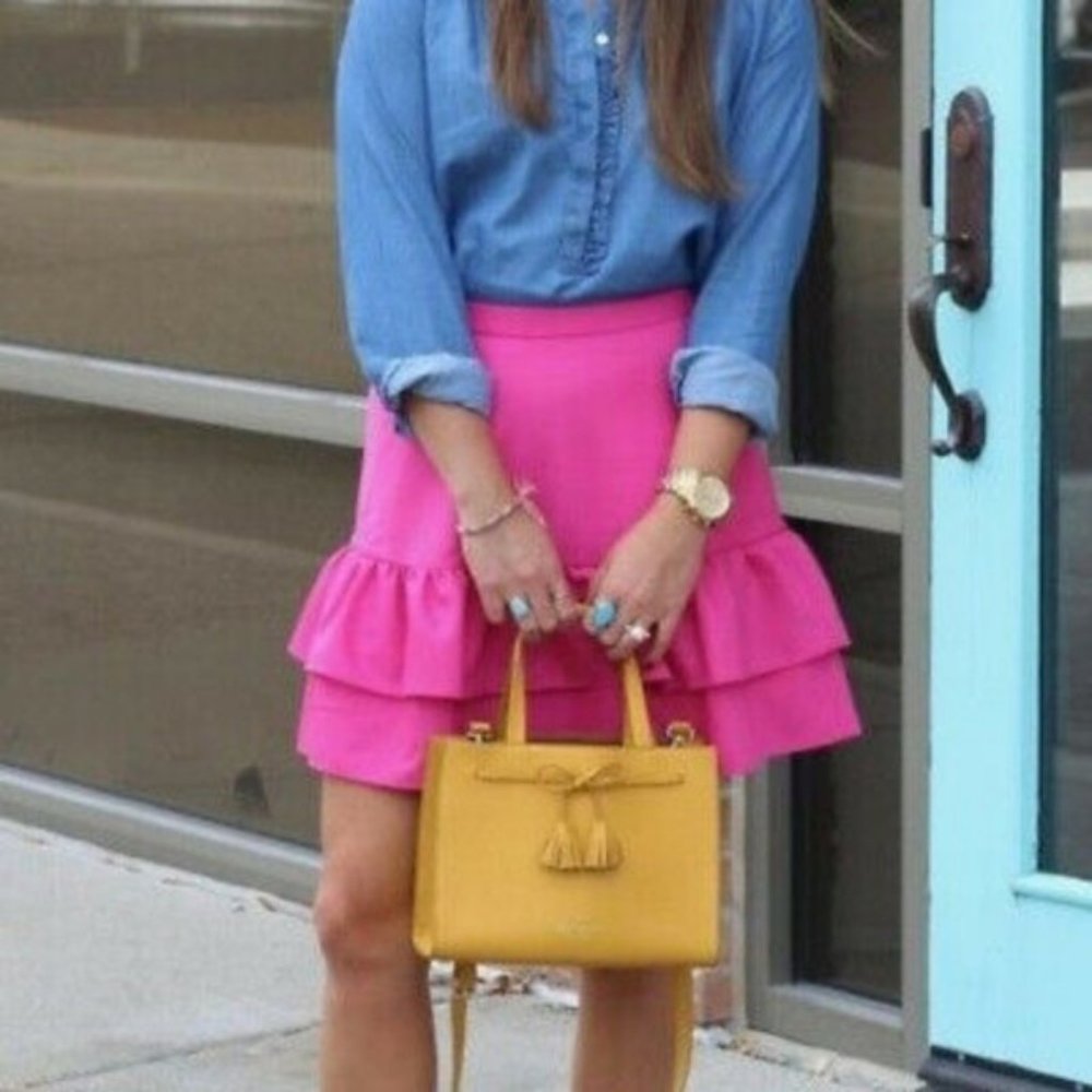 J.Crew Cotton Blend Flannel Ruffle Tiered Skirt